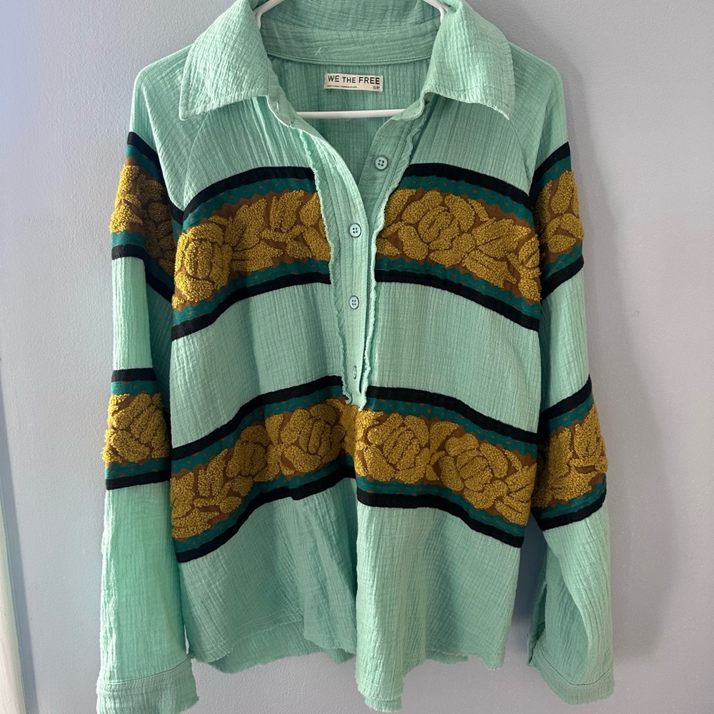 Free People Terry Rugby Pullover